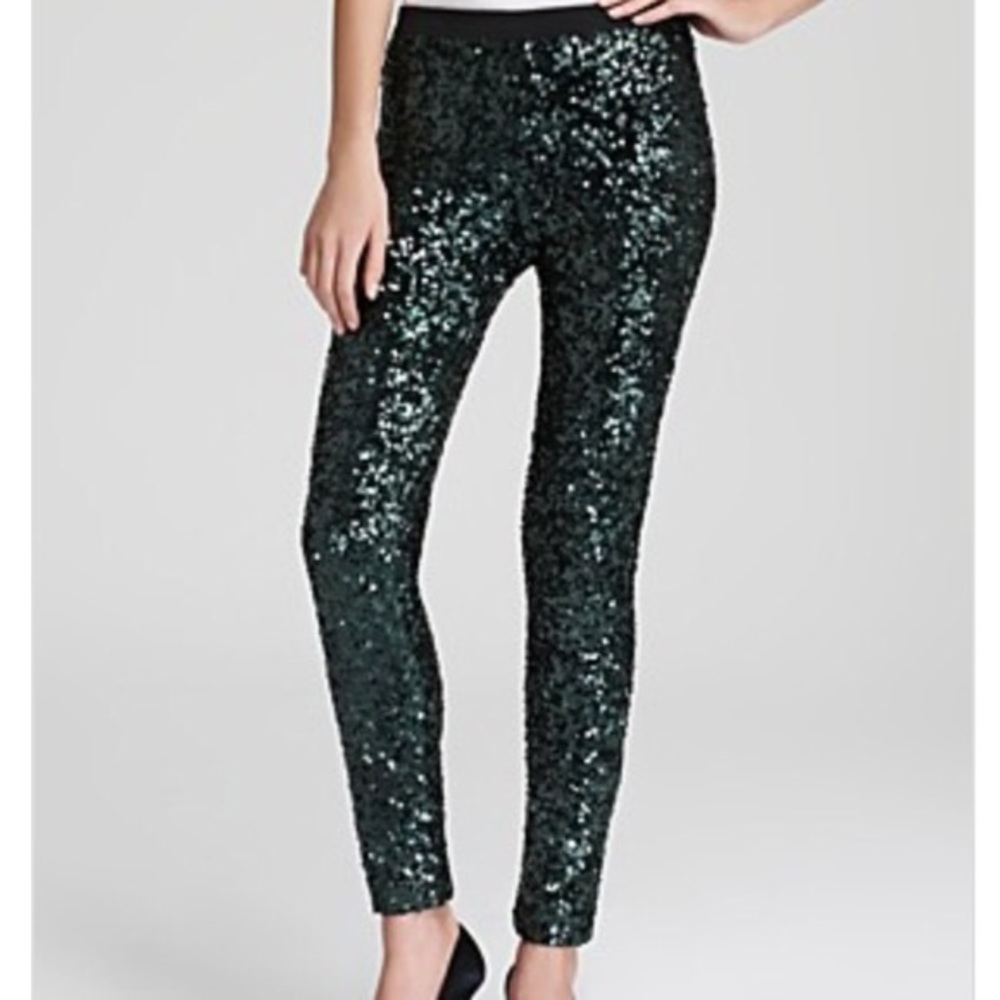 French Connection sequin pants emerald